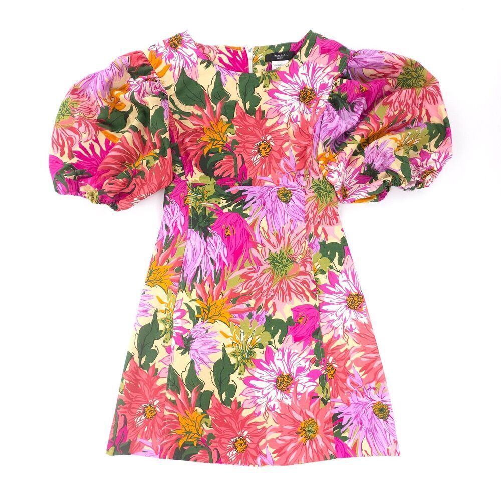 NEW Max Mara Coccole Puff Sleeve Dress Soft Girl Floral Cottagecore Coquette 0